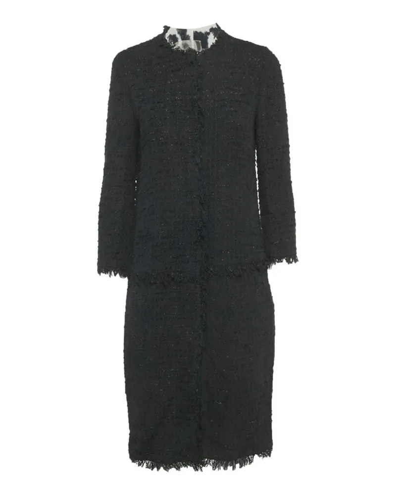 Giambattista Valli frayed tweed coat - Schwarz Schwarz
