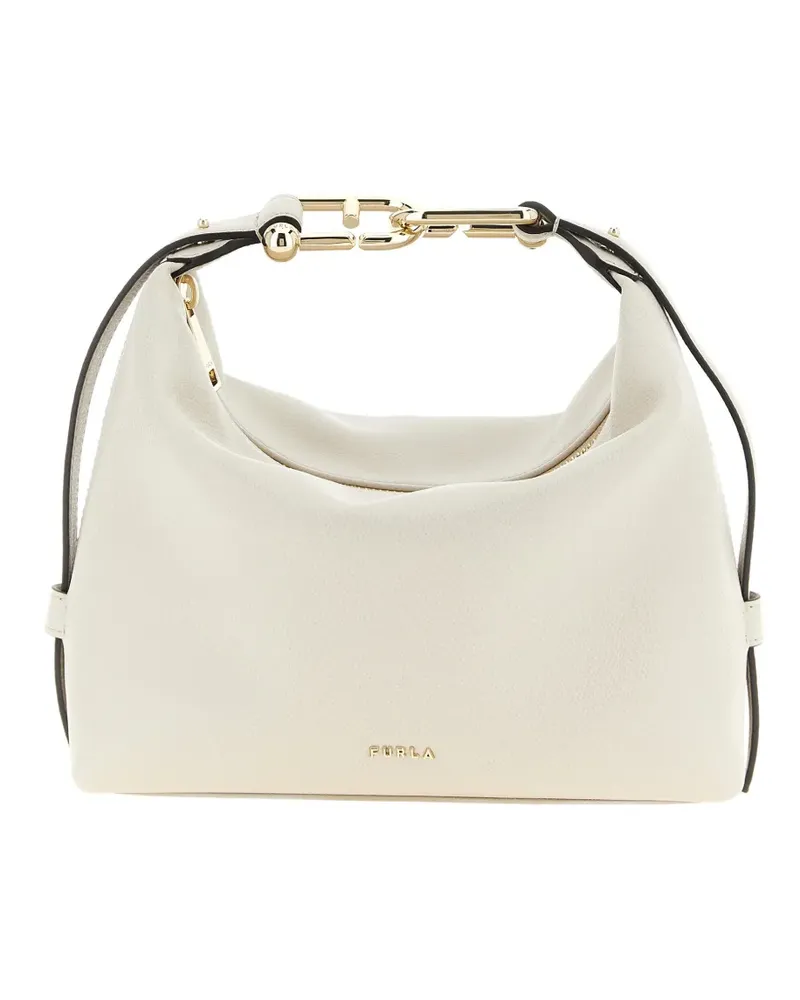 Furla Tonie metal logo fine-grain shoulder bag - Nude Nude