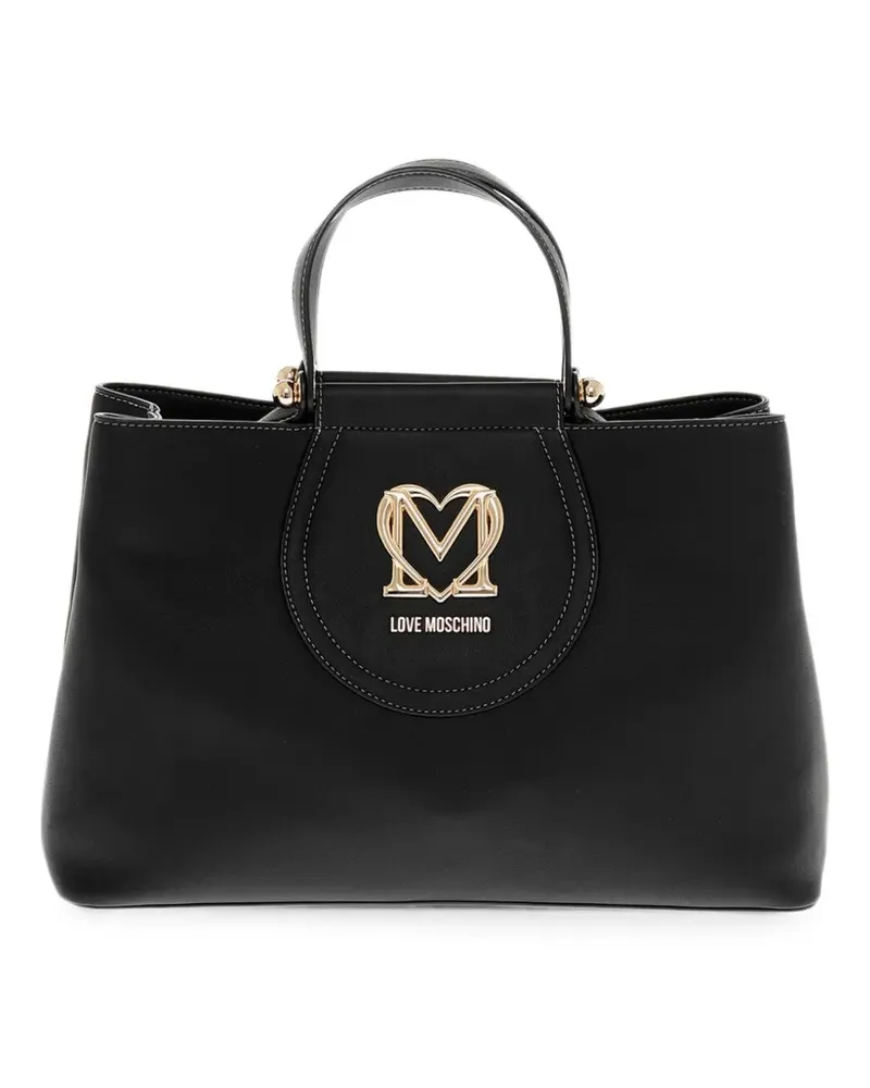 Moschino logo-plaque tote bag - Schwarz Schwarz