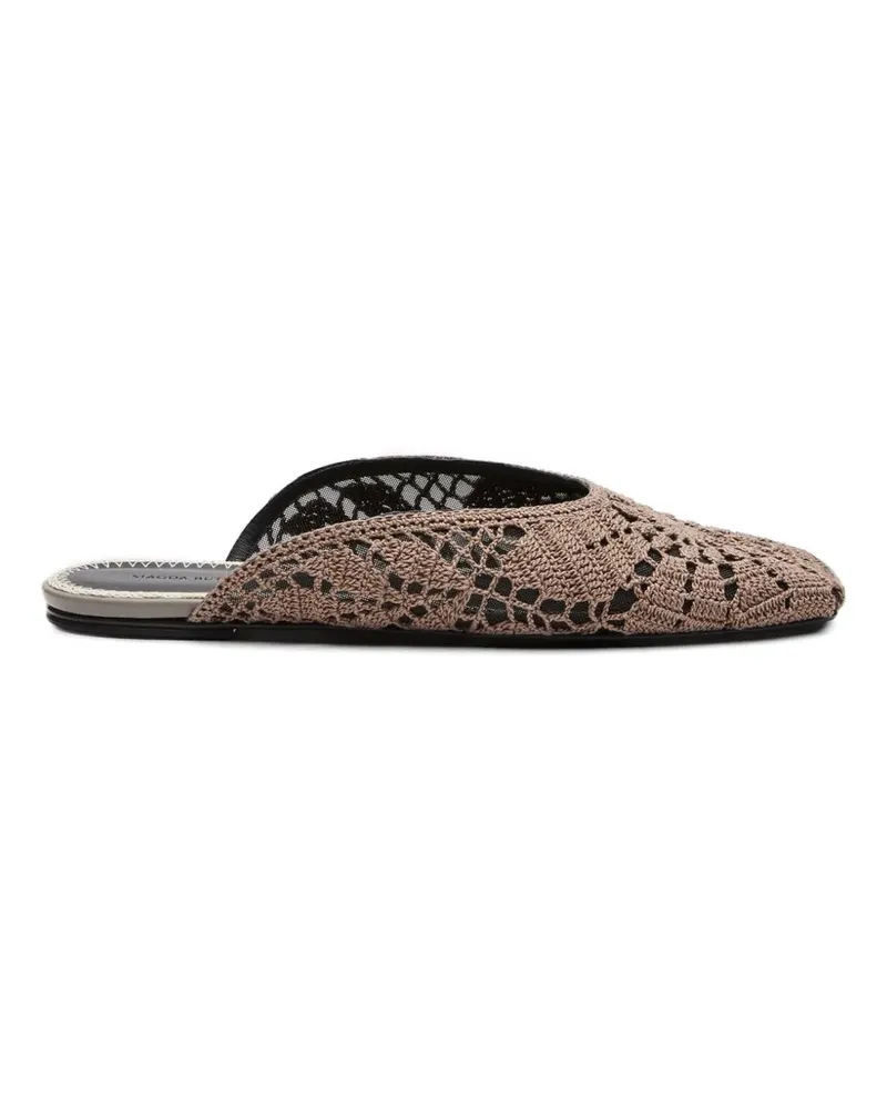 Magda Butrym crochet-knit floral flat mules - Braun Braun