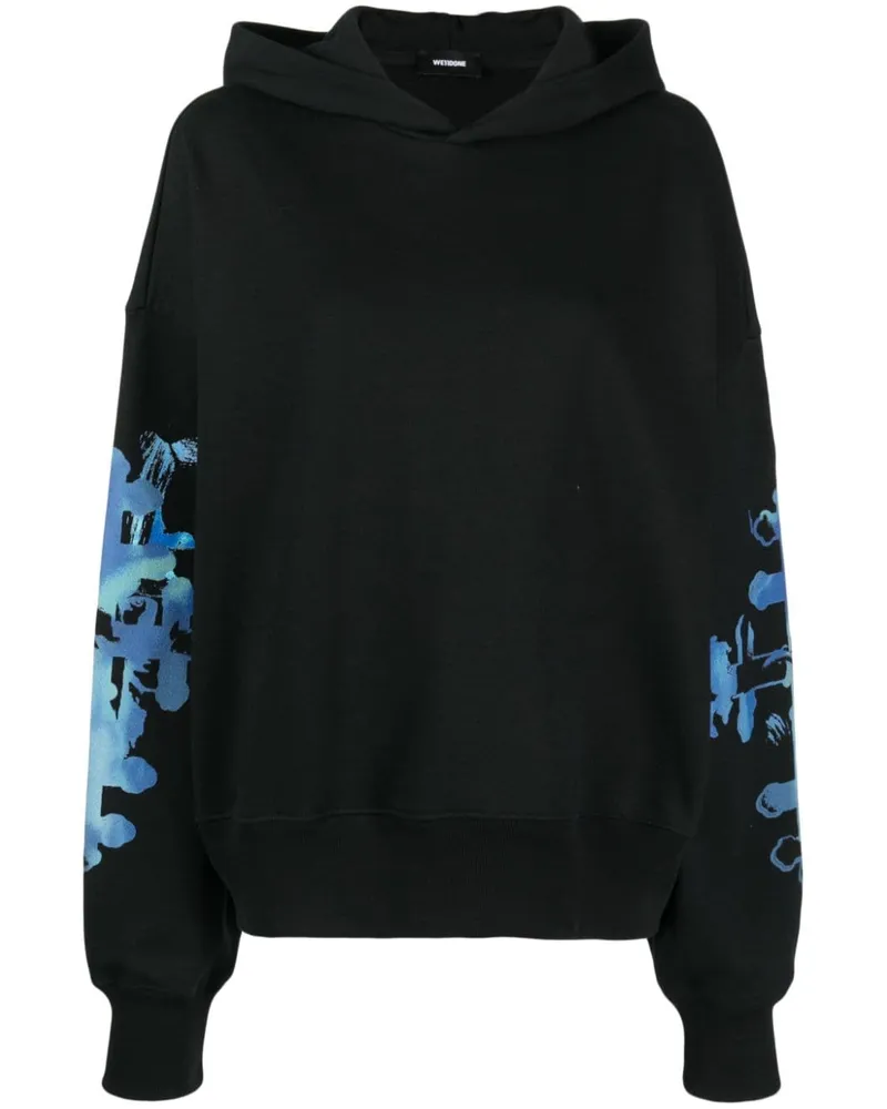 WE 11 DONE Hoodie mit grafischem Print Schwarz