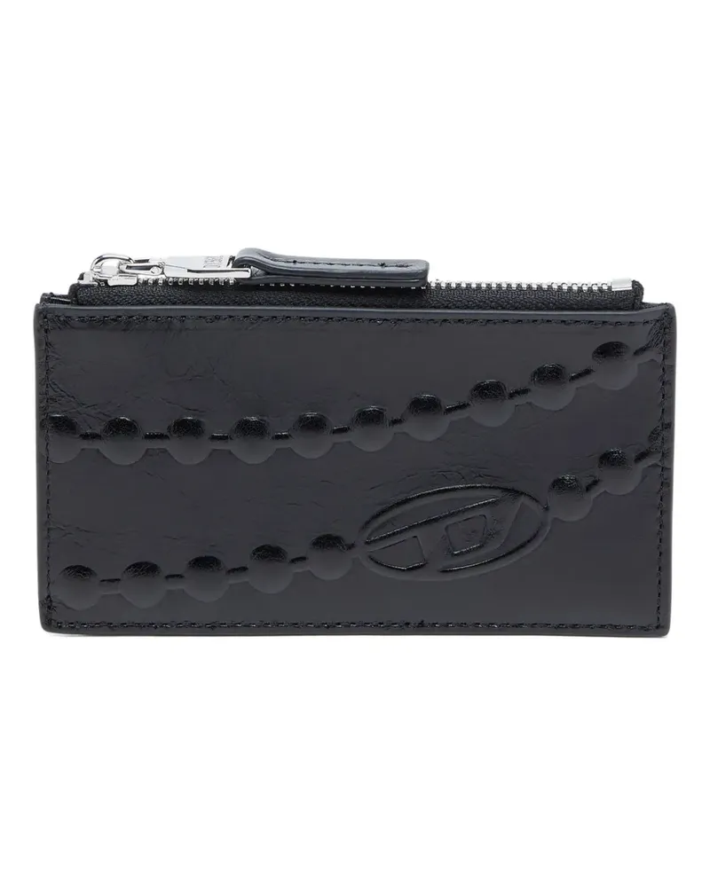 Diesel Kartenetui mit geprägtem Reißverschluss - Schwarz Schwarz