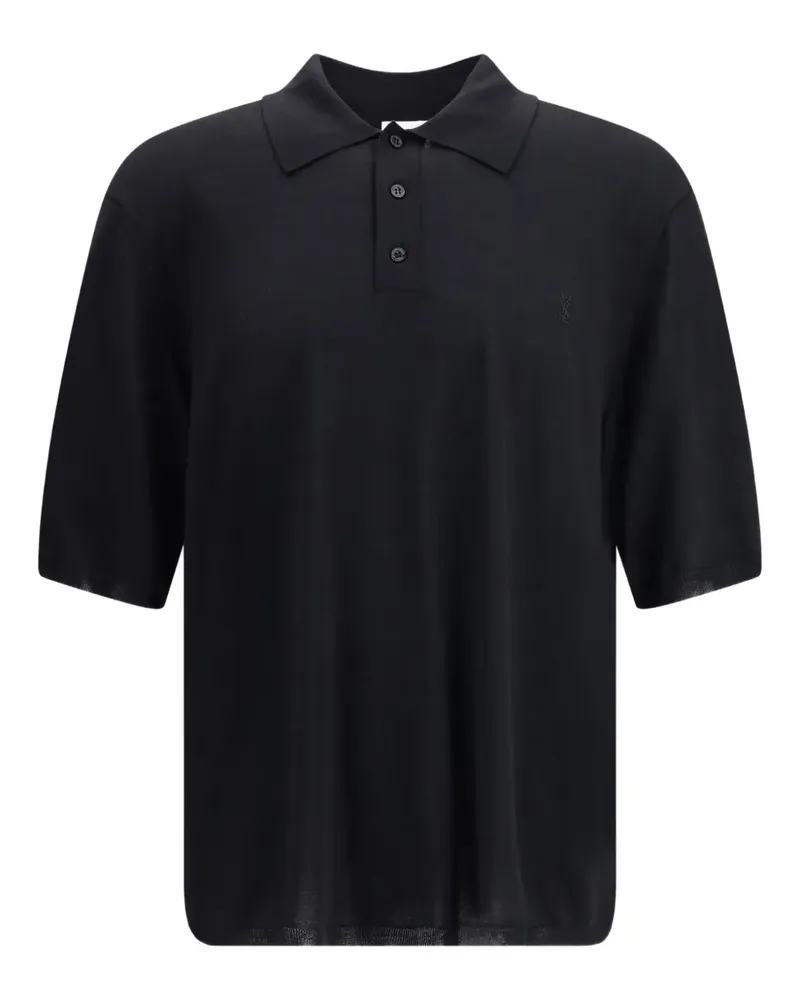Saint Laurent Kurzärmeliges Cassandre Poloshirt - Schwarz Schwarz
