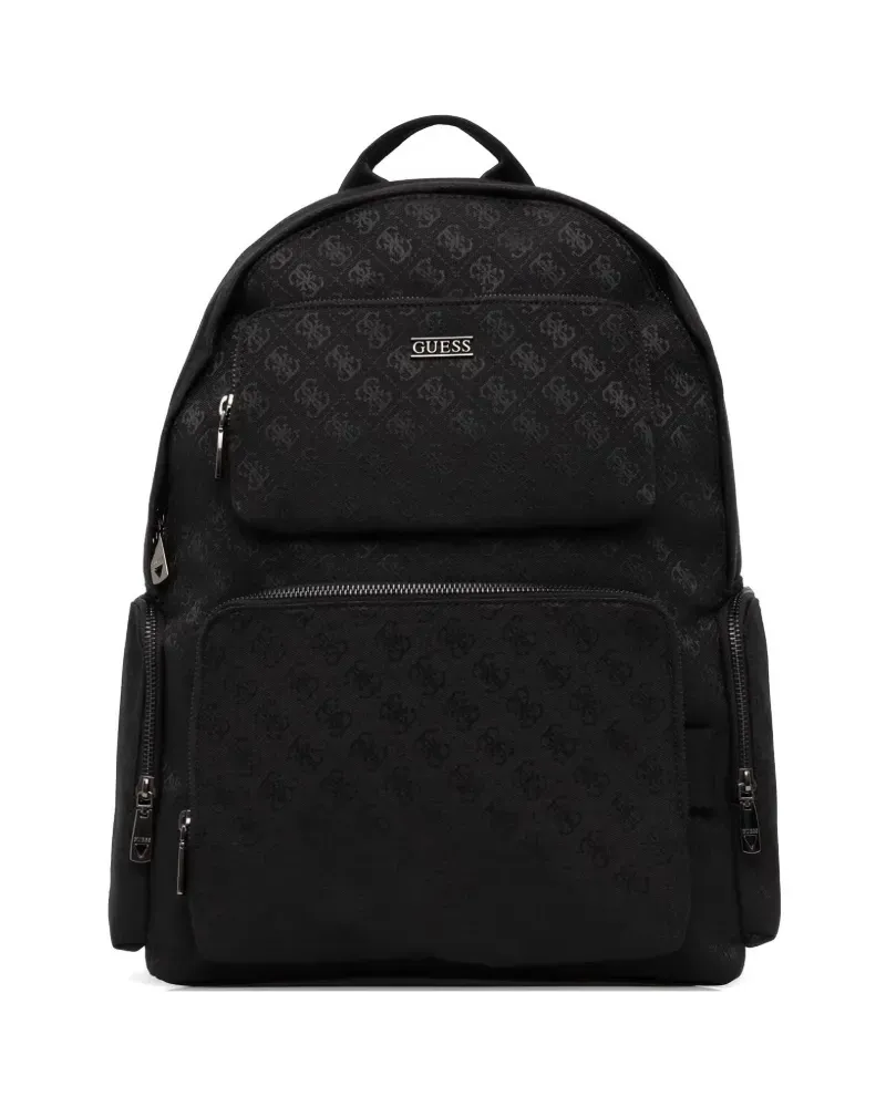 Guess Boston monogram-pattern logo-plaque backpack - Schwarz Schwarz