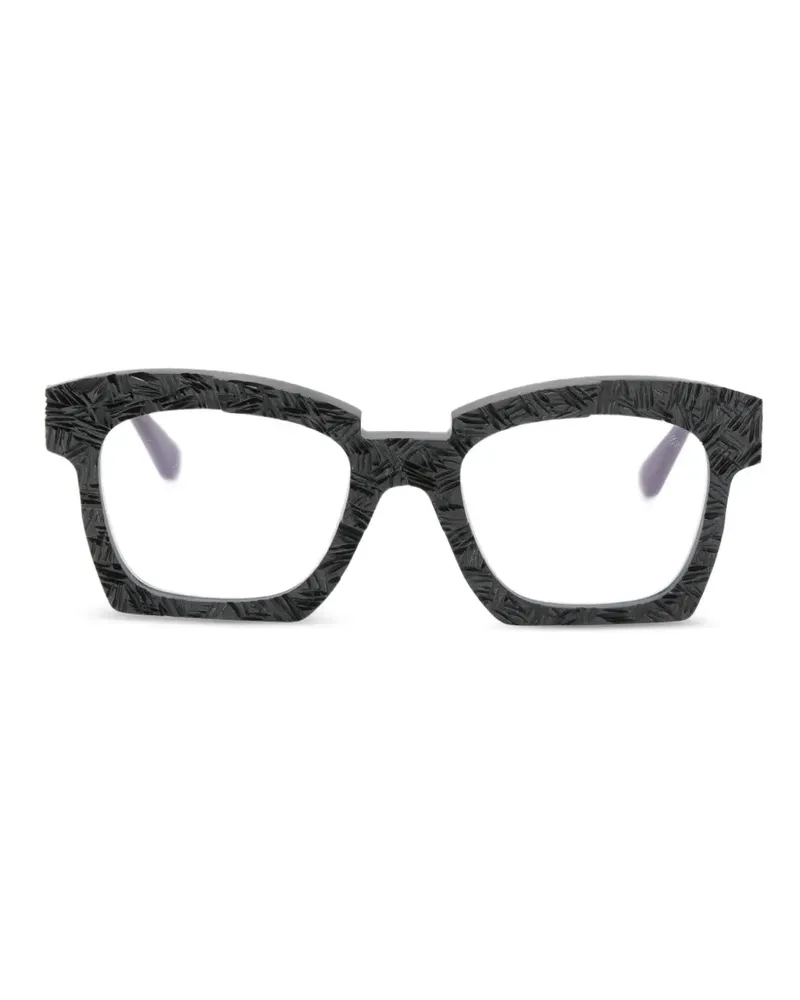 KUBORAUM Strukturierte Brille mit geometrischem Gestell - Schwarz Schwarz