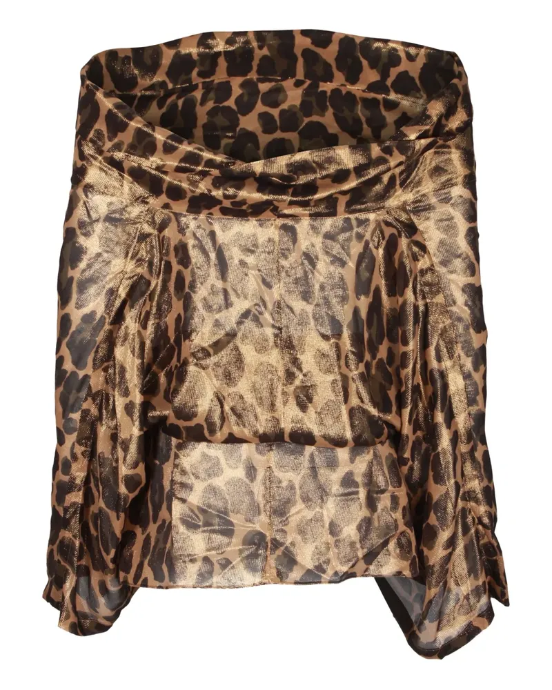 Michael Kors leopard-print off-shoulder blouse - Braun Braun