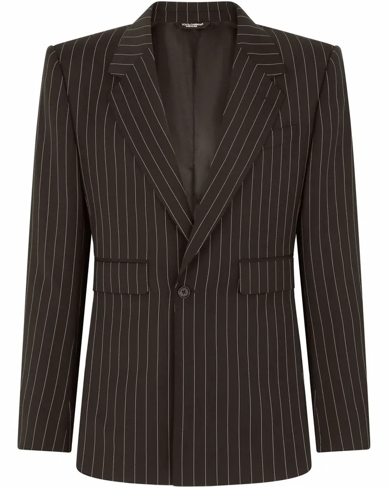 Dolce & Gabbana Einreihiger Sicilia-Fit-Anzug mit Nadelstreifen - Schwarz Schwarz