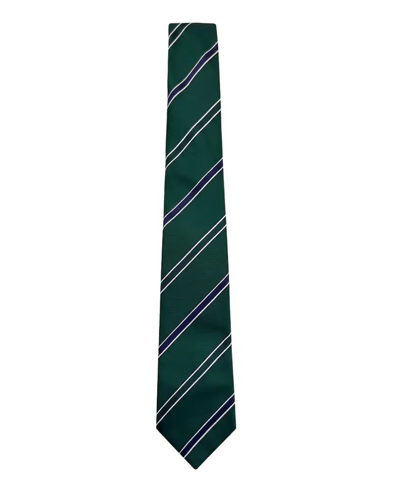 Kiton diagonal-stripe tie - Grün Grün
