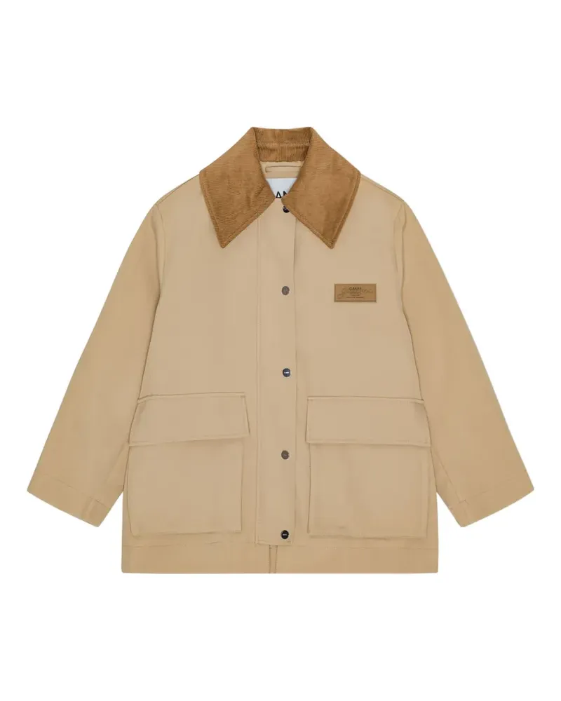 Ganni corduroy-collar coat - Braun Braun