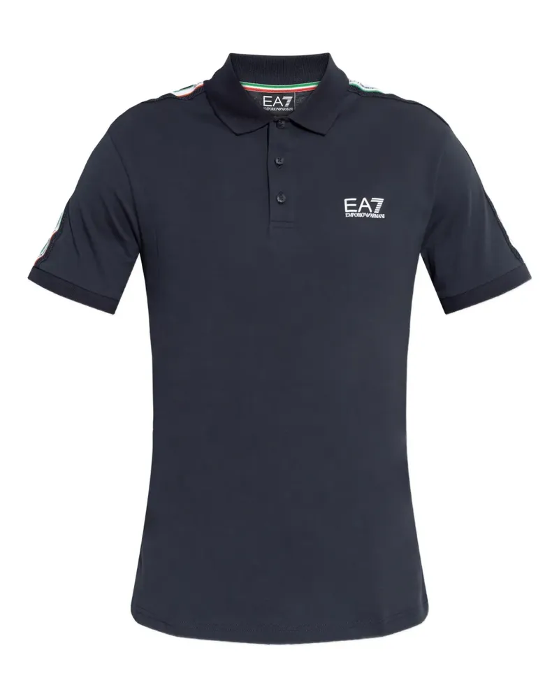 EA7 Poloshirt mit Logostreifen - Blau Blau