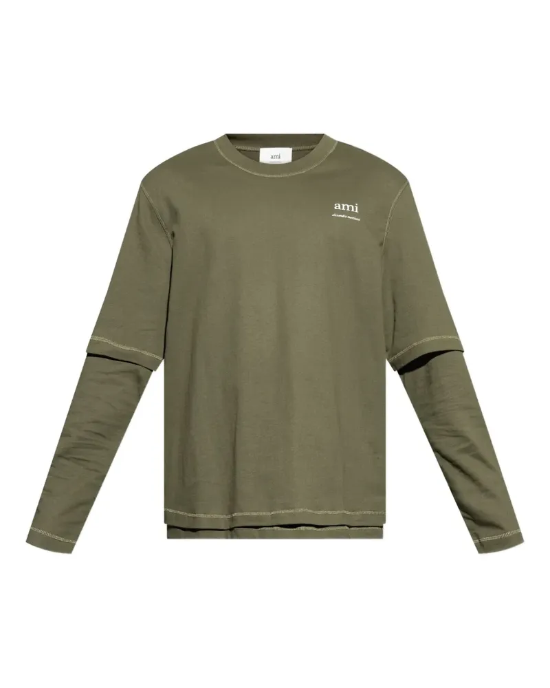 AMI Paris T-Shirt mit Logo-Print - Grün Grün