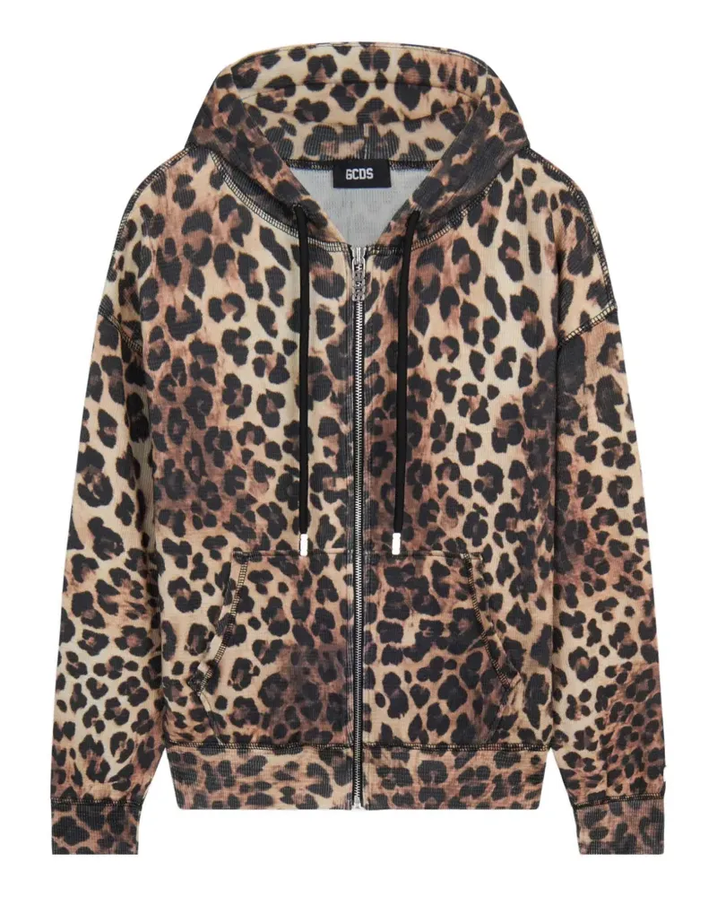 GCDS Hoodie mit Leopardenprint - Braun Braun