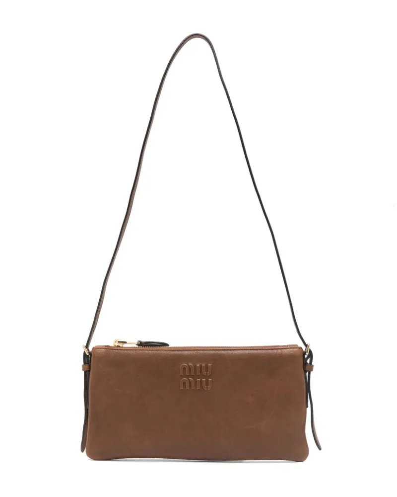 Miu Miu Mini-Schultertasche aus Leder - Braun Braun
