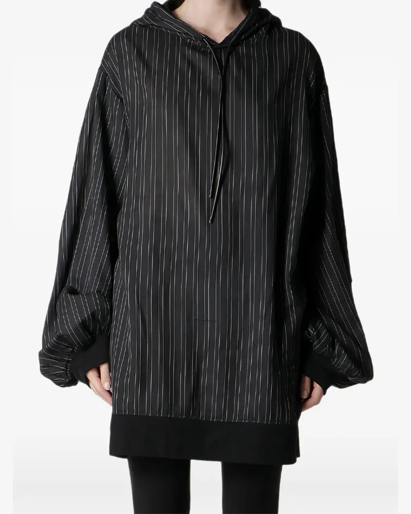 Yohji Yamamoto Stripe 23B Hoodie - Schwarz Schwarz