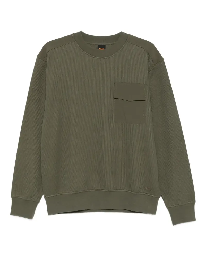 HUGO BOSS Gerippter Pullover mit Klappentasche - Grün Grün