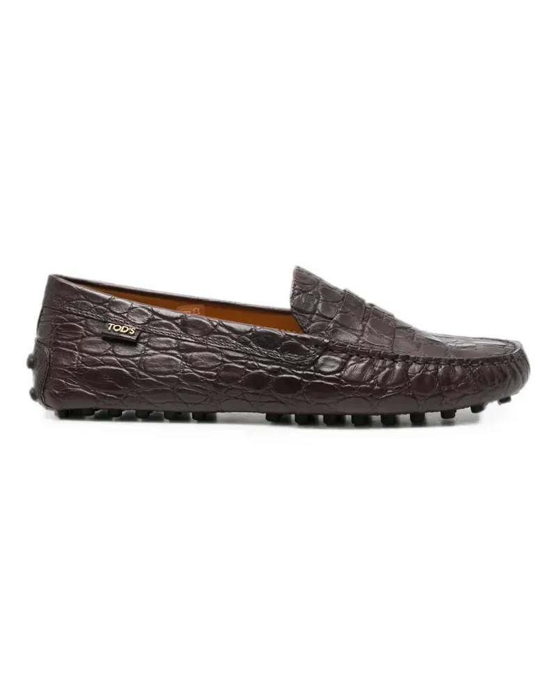 TOD'S Gommino 22L croc-effect leather loafers - Braun Braun