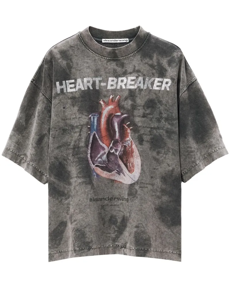 Alexander Wang Heartbreaker T-Shirt mit grafischem Print Grau