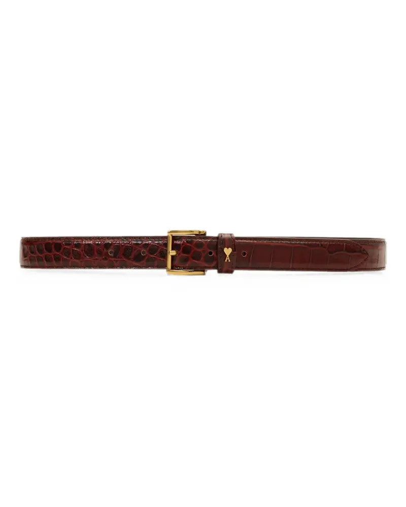 AMI Paris Paris Paris Gürtel aus RInderleder mit Kroko-Prägung 25mm - Braun Braun
