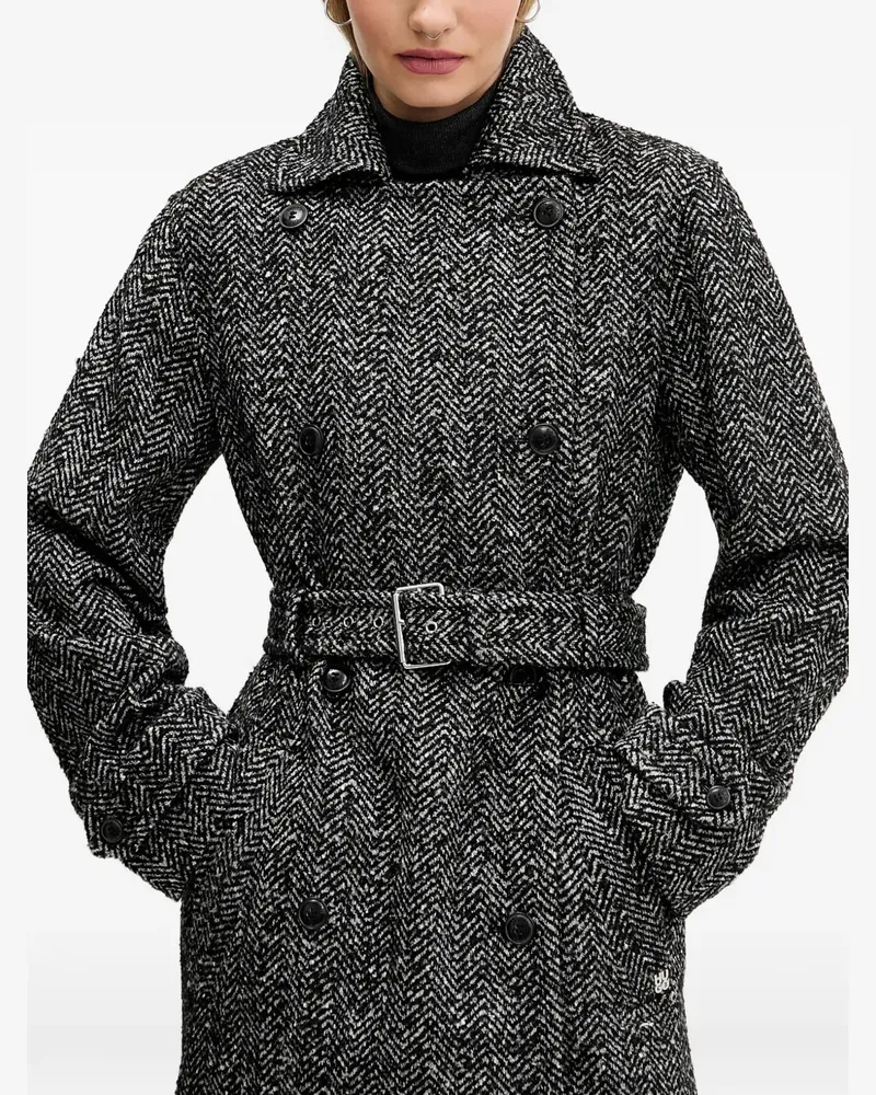 HUGO BOSS belted herringbone coat - Grau Grau
