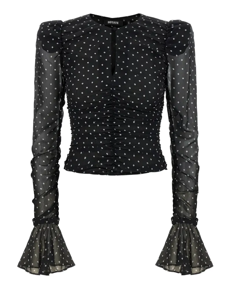 ROTATE Birger Christensen ruched floral blouse - Schwarz Schwarz