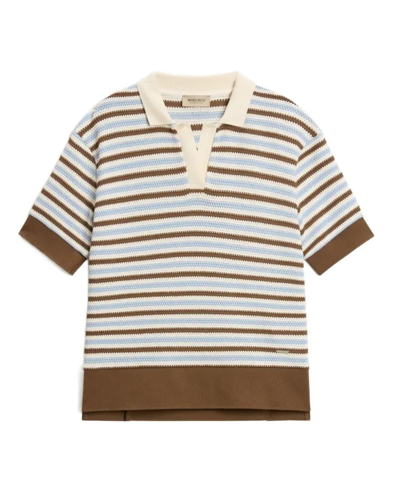 Woolrich striped crochet-effect T-shirt - Weiß Weiß