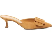 MAYSALE Kitten-Heel-Mules aus Wildleder 50mm - Braun