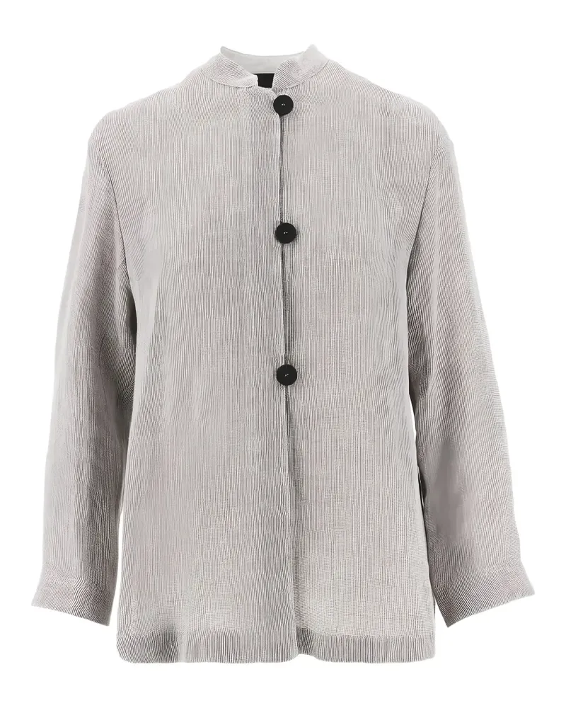 Emporio Armani textured band-collar jacket - Grau Grau
