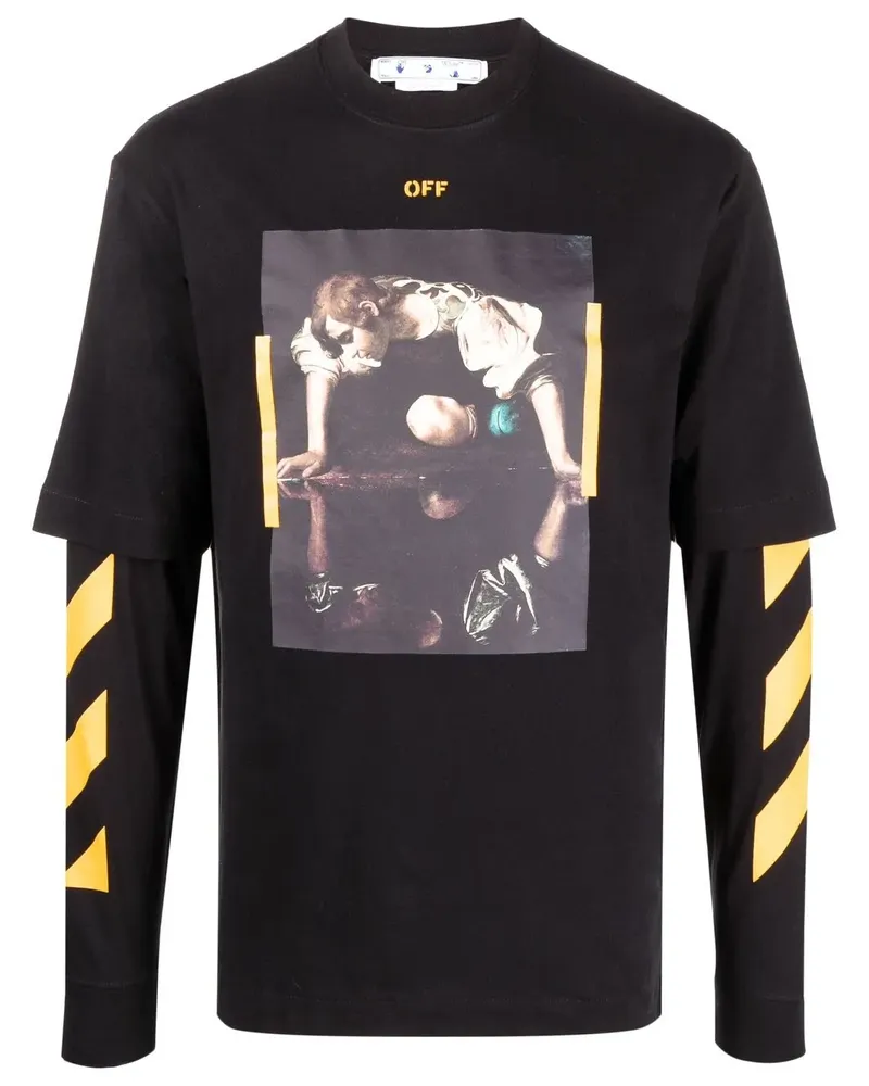 OFF-WHITE Oberteil mit Caravaggio-Print - Schwarz Schwarz