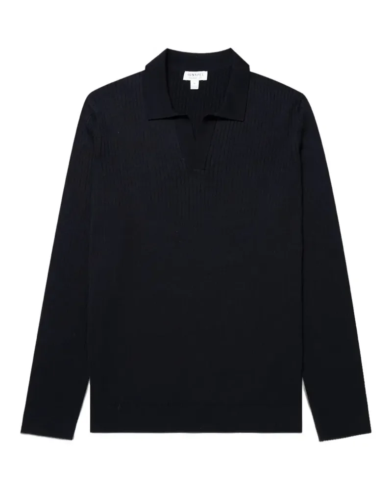 Sunspel ribbed-knit long-sleeve sweater - Blau Blau