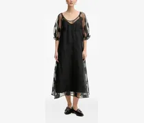 Midikleid mit Polka Dots - Schwarz