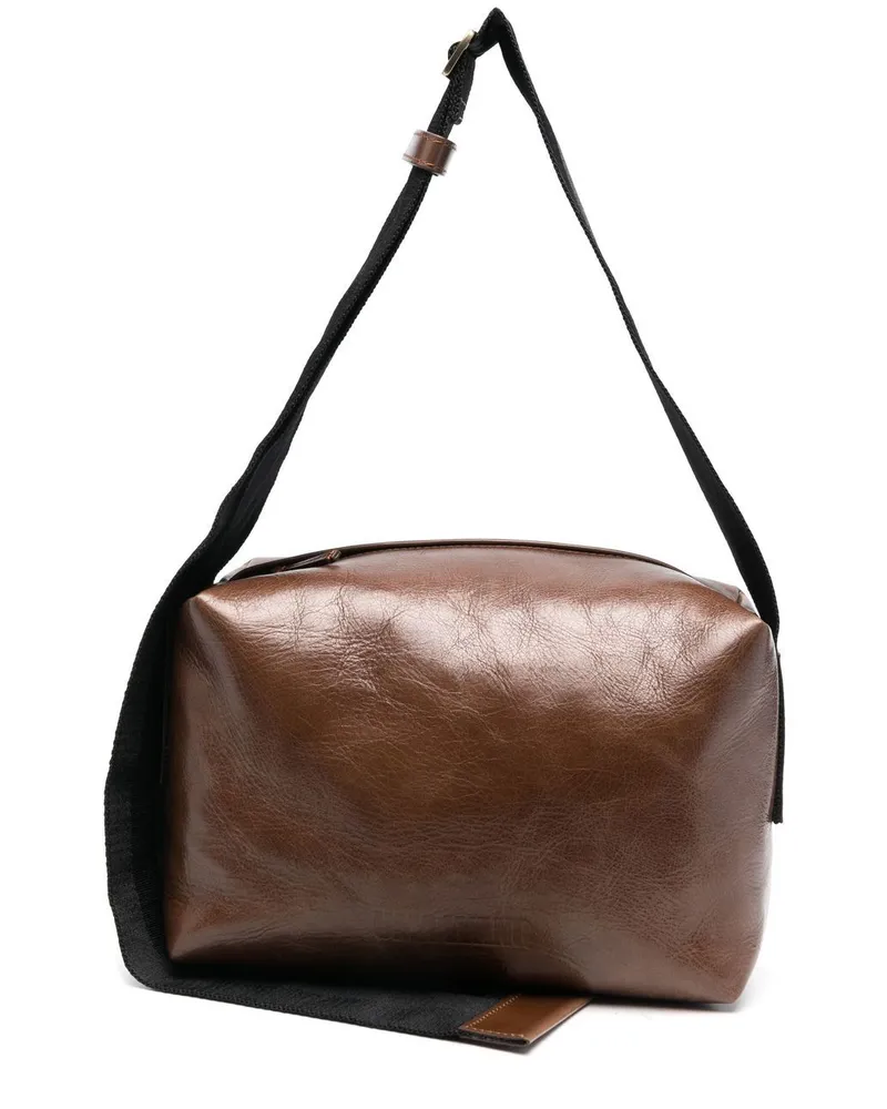 Uma Wang Schultertasche mit Logo-Prägung - Braun Braun