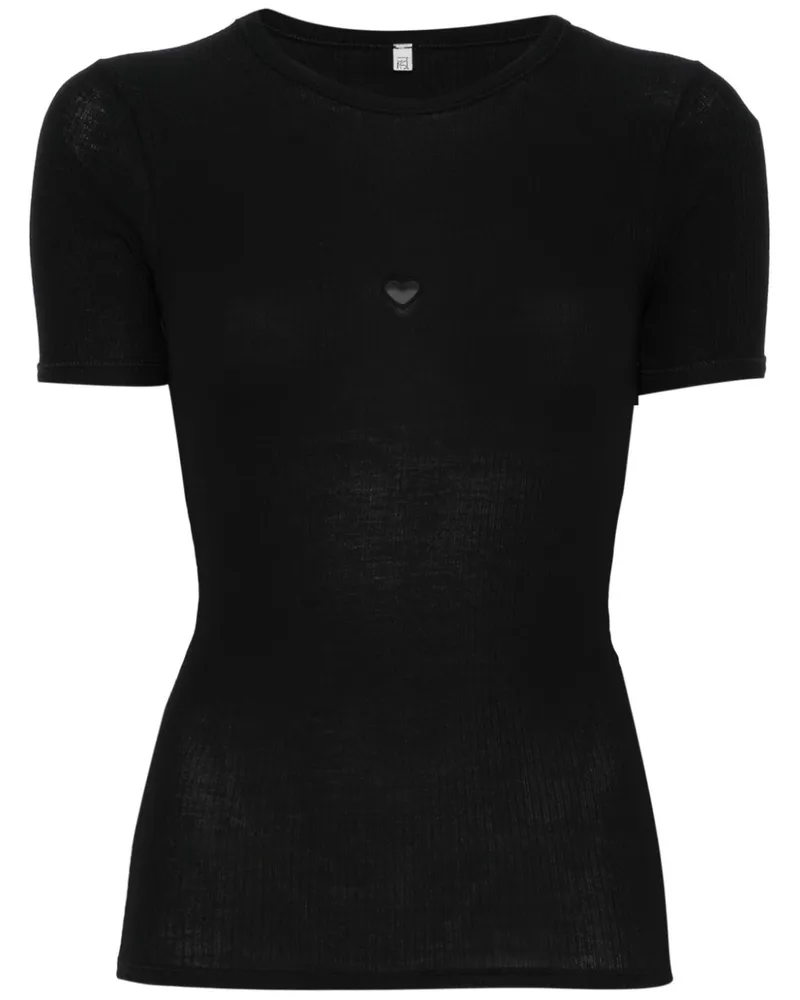 Baserange T-Shirt mit Herz-Motiv - Schwarz Schwarz