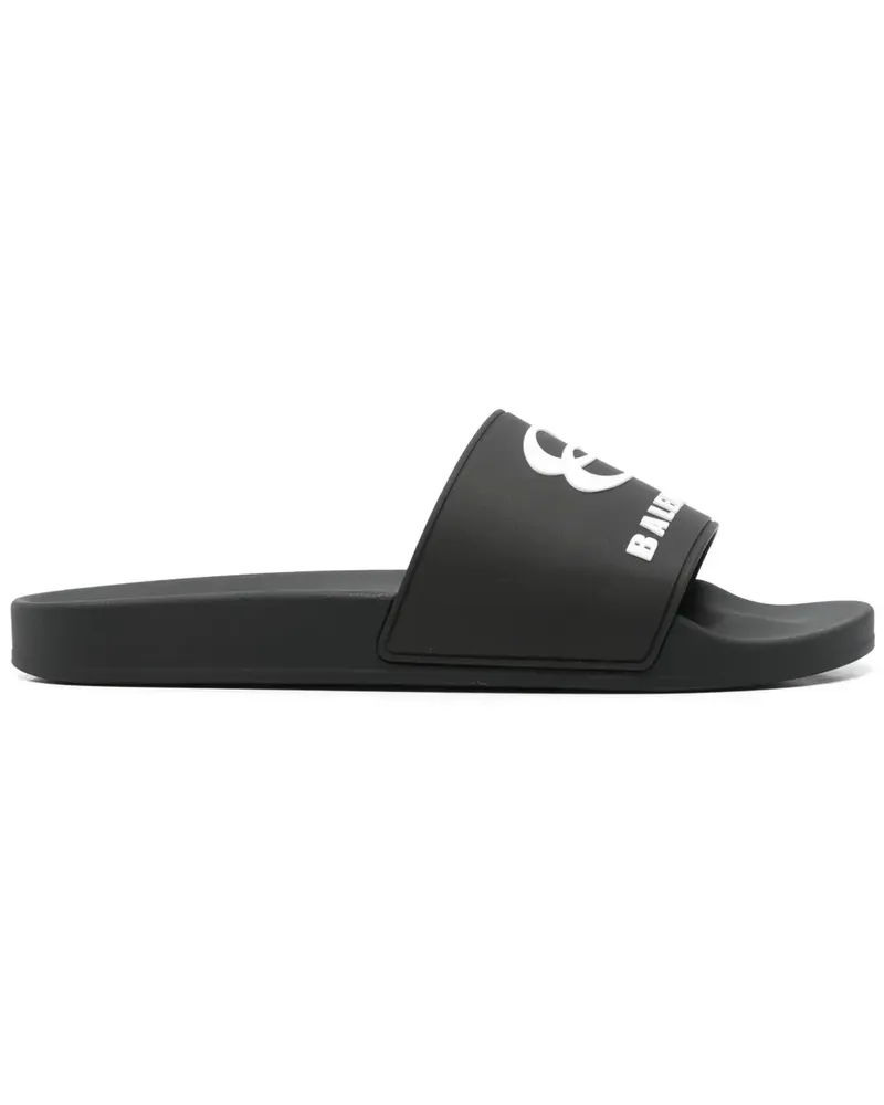Balenciaga Pantoletten mit Logo-Stickerei - Schwarz Schwarz