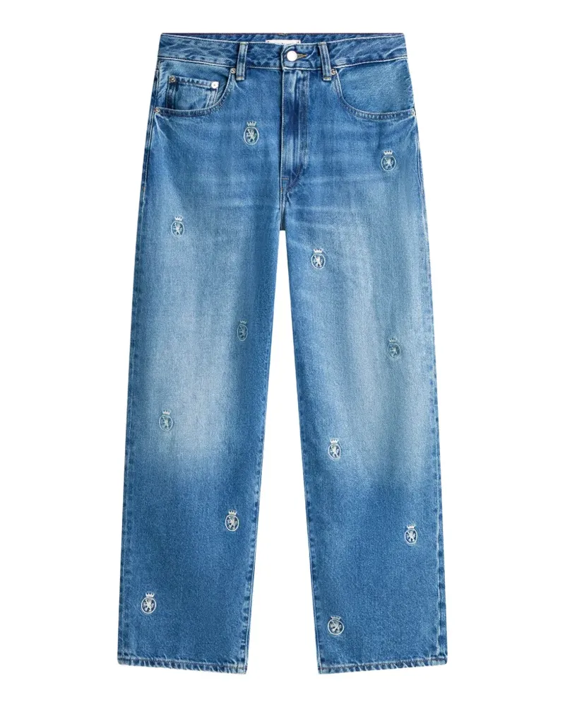 Tommy Hilfiger crest-embroidered mid-rise barrel-leg denim jeans - Blau Blau