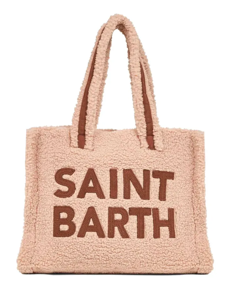 MC2 Saint Barth logo-lettering teddy tote bag - Nude Nude