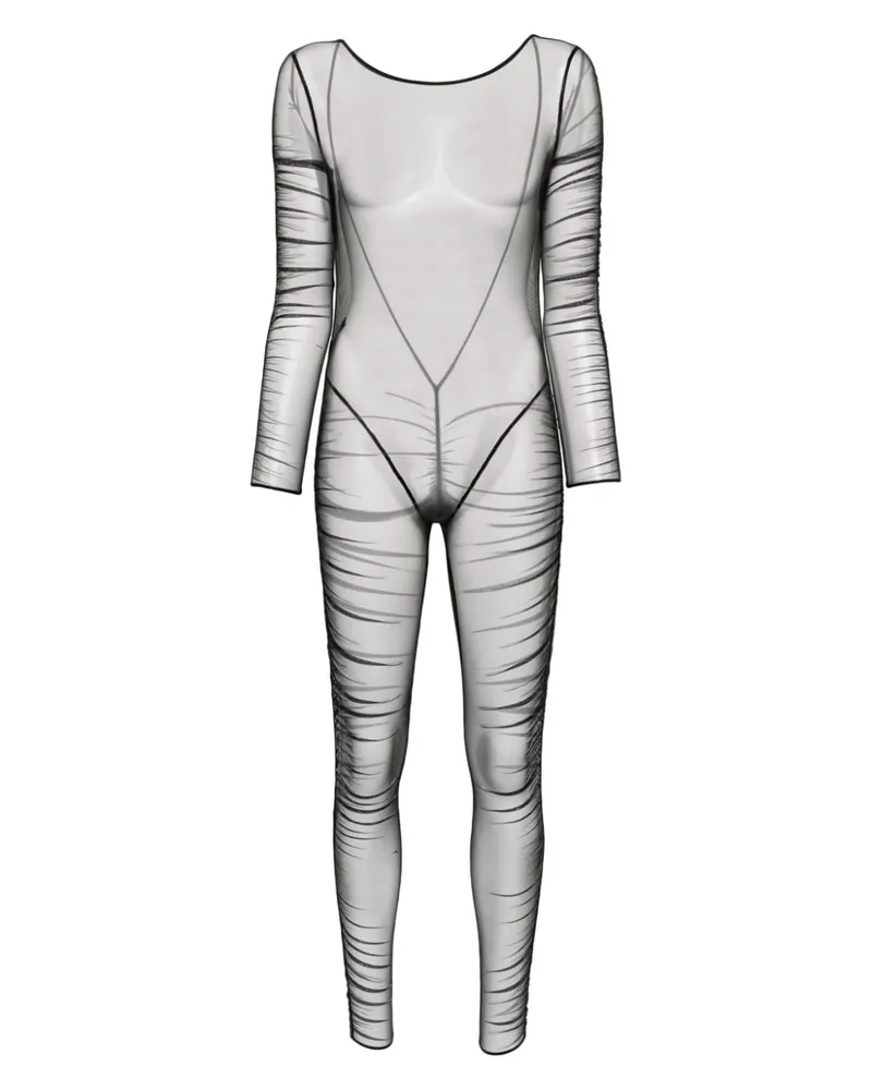 Maison Close Langärmeliger Nuit Fauve Jumpsuit mit offenem Rücken - Schwarz Schwarz