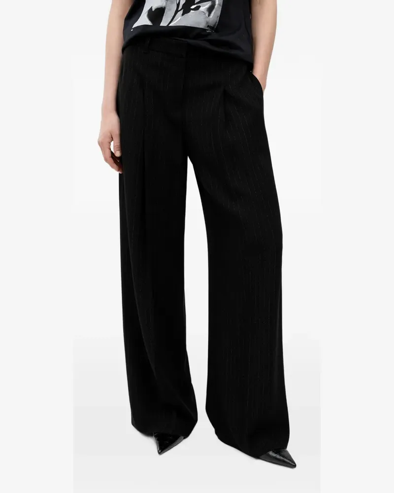 HUGO BOSS pinstripe wide-leg trousers - Schwarz Schwarz