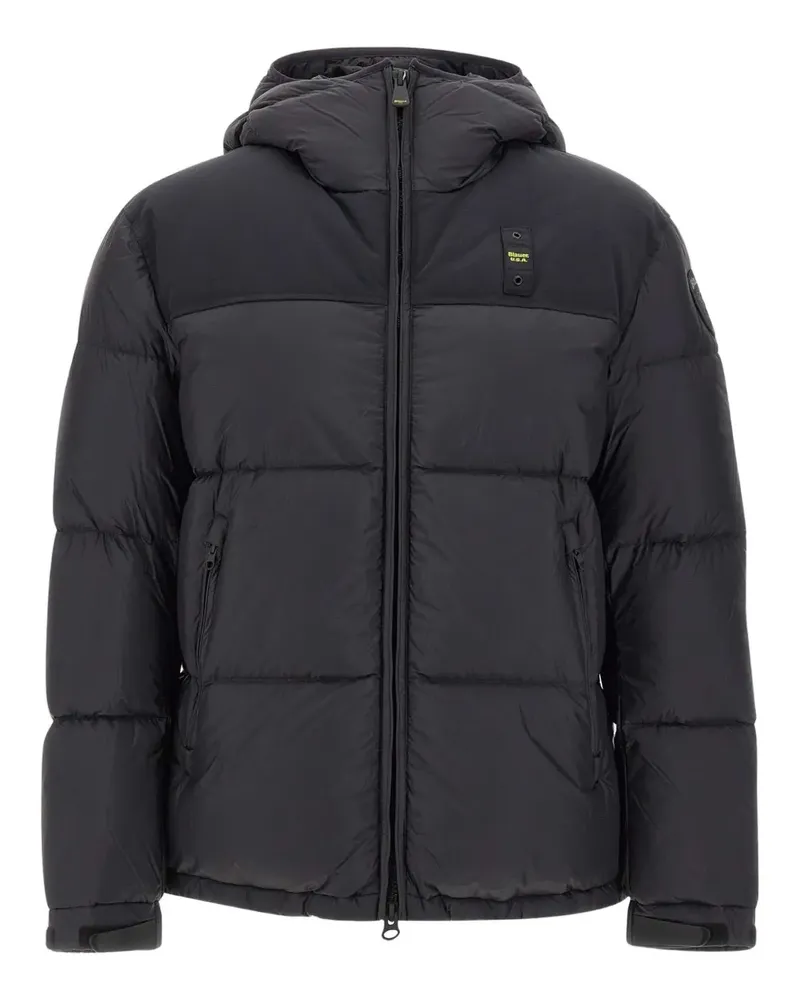 Blauer hooded quilted jacket - Schwarz Schwarz