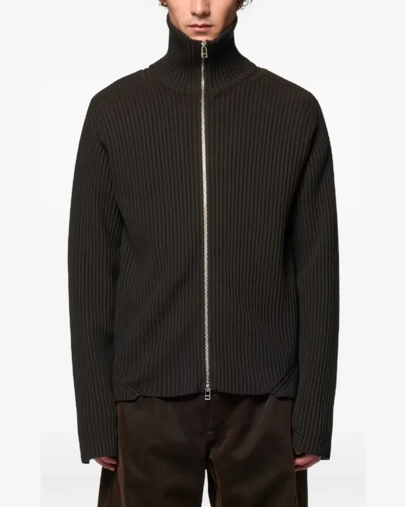 Omar Afridi ribbed-knit zip-up sweater - Grau Grau