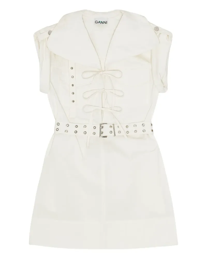 Ganni Kleid mit Gürtel - Weiß Weiß