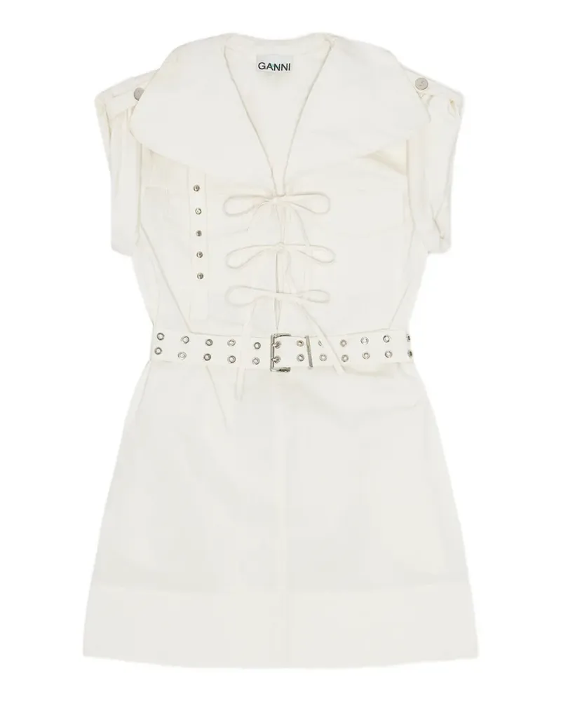 Ganni Kleid mit Gürtel - Weiß Weiß
