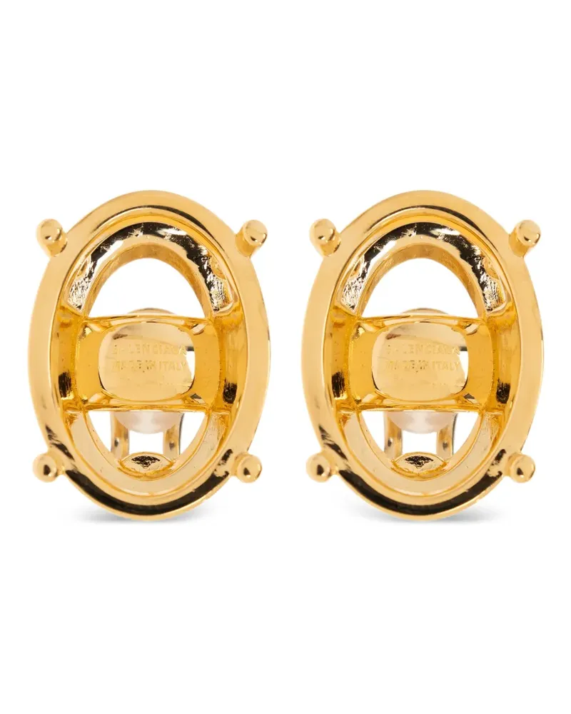 Balenciaga Ovale Ohrringe mit Logo-Gravur - Gold Gold