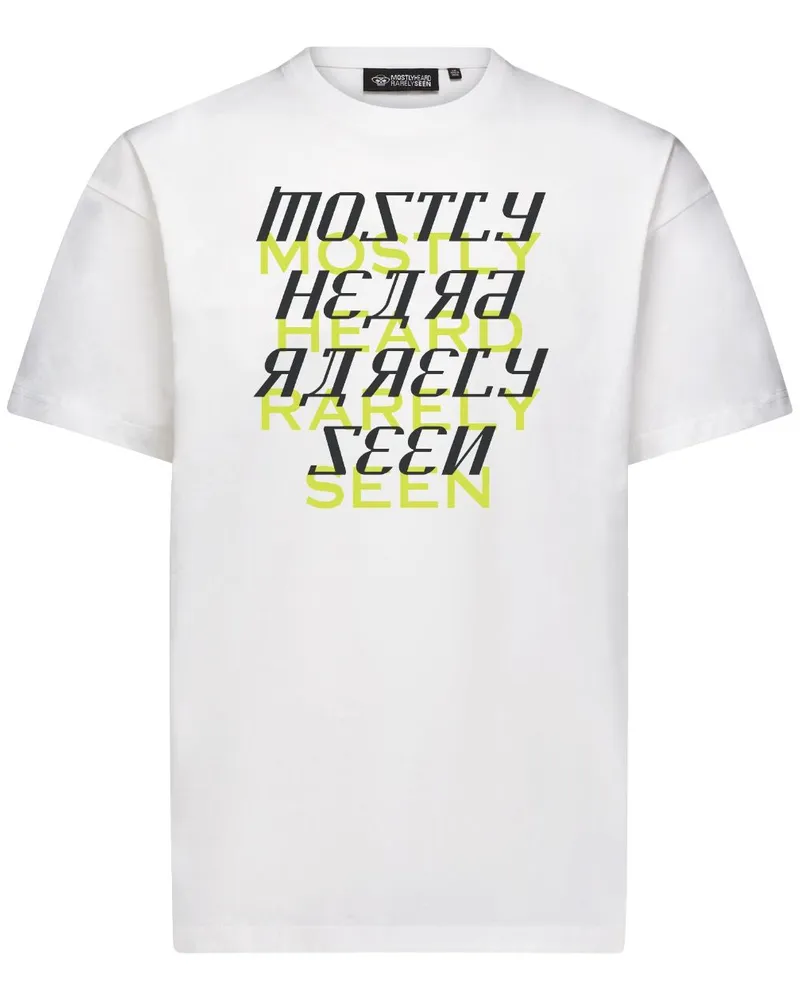 Mostly Heard Rarely Seen Shadow Text T-Shirt - Weiß Weiß