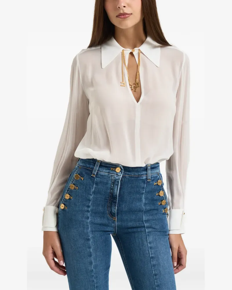 Elisabetta Franchi Bluse mit Logo-Anhänger - Nude Nude