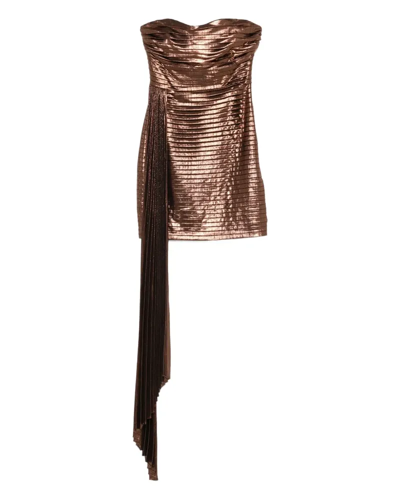 Retrofête Marcy Plisseekleid im Metallic-Look - Braun Braun