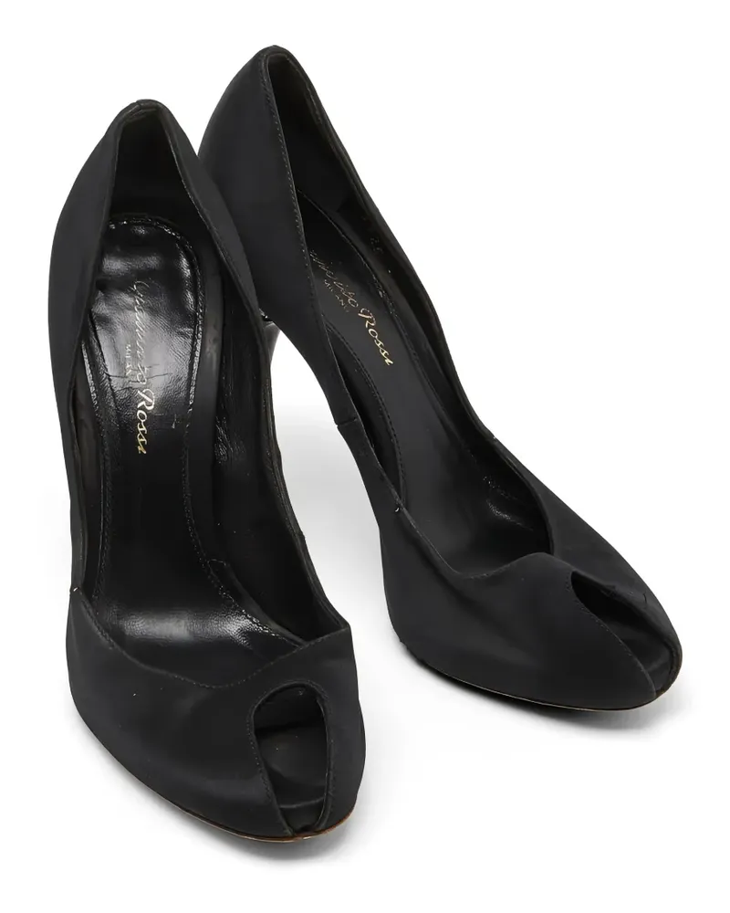 Gianvito Rossi crystal-embellished peep-toe heeled pumps - Schwarz Schwarz