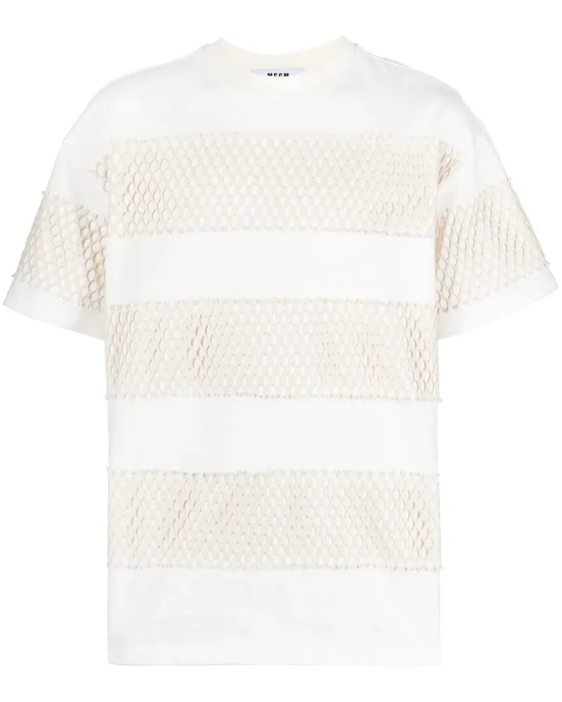 MSGM T-Shirt mit Mesh-Einsatz - Weiß Weiß