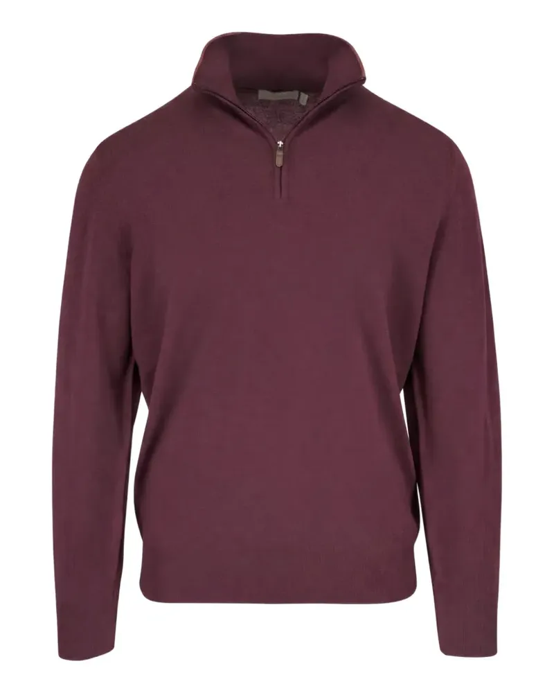 Canali Pullover mit kurzem Reißverschluss - Rot Rot