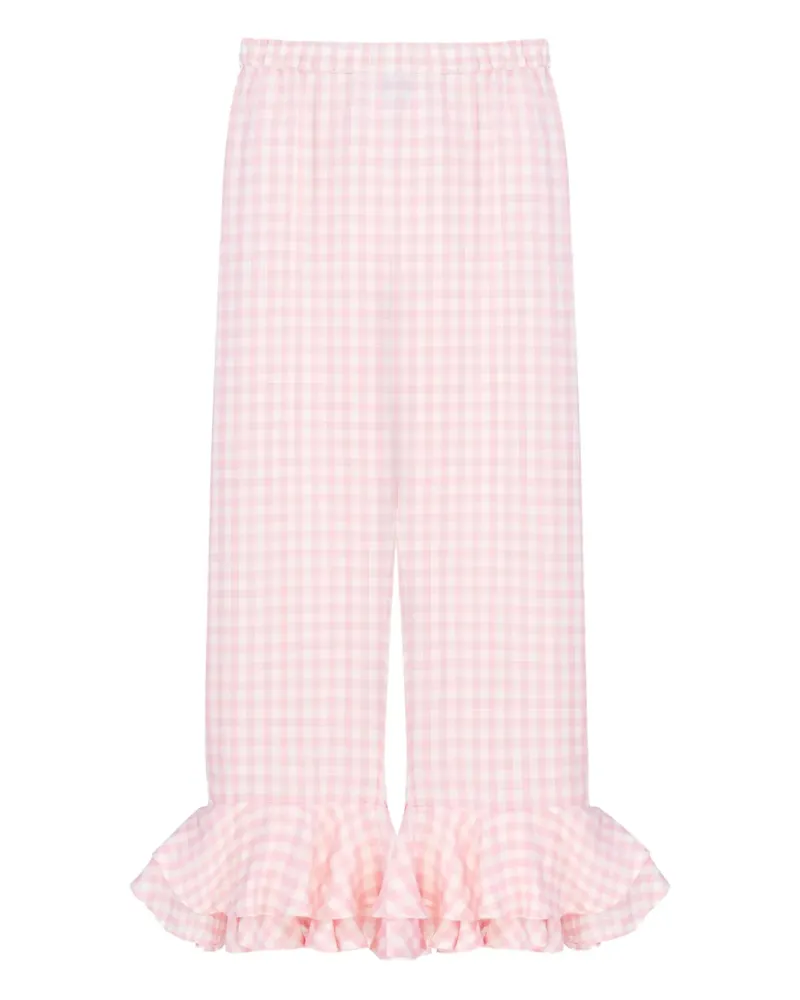SLEEPER Cha-Cha Lounge-Hose mit Rüschensaum - Rosa Rosa