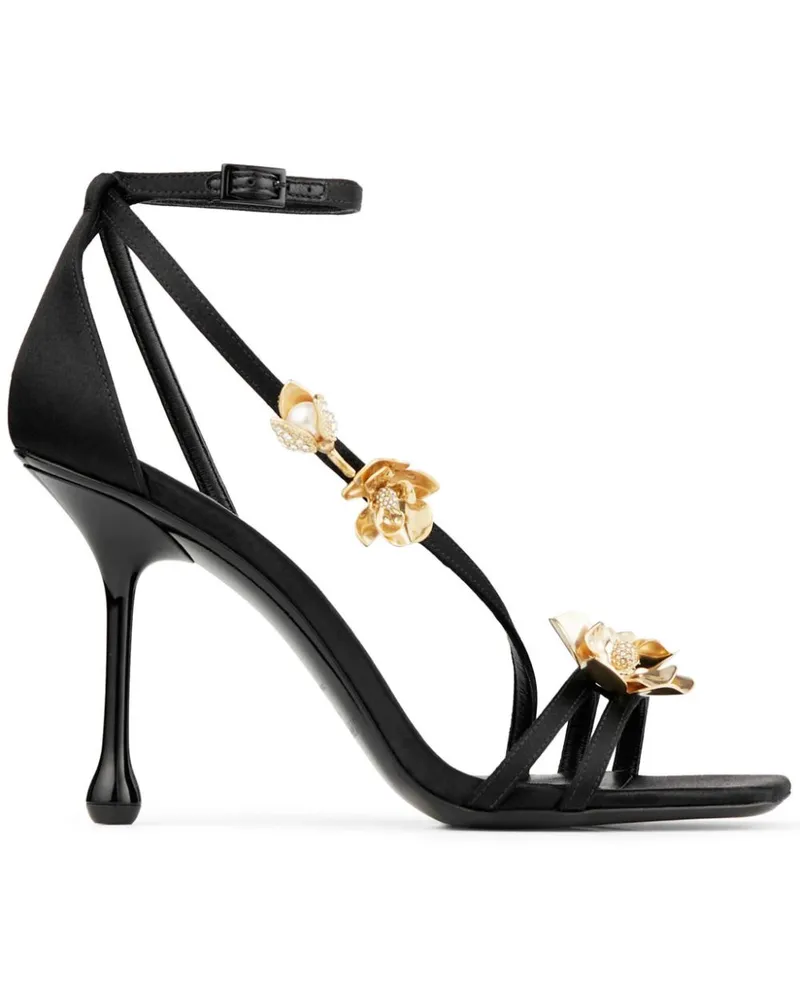 Jimmy Choo Zea Sandalen mit Blumenapplikation 95mm - Schwarz Schwarz